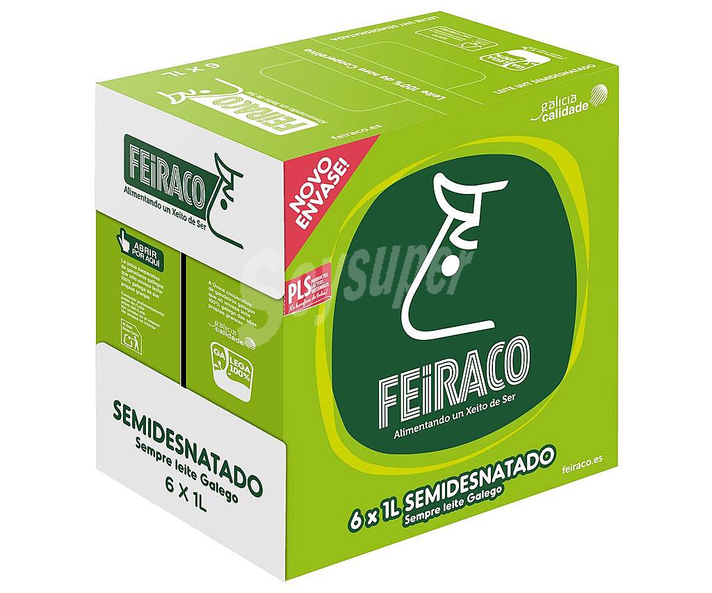 Leche semidesnatada sin lactosa Feiraco - Valin productos de Galicia